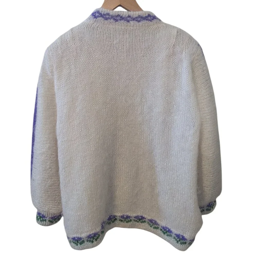 Vintage‎ Mohair Jacket Wool Knit Irish Cottagecore Dopamine Dressing Boho Floral